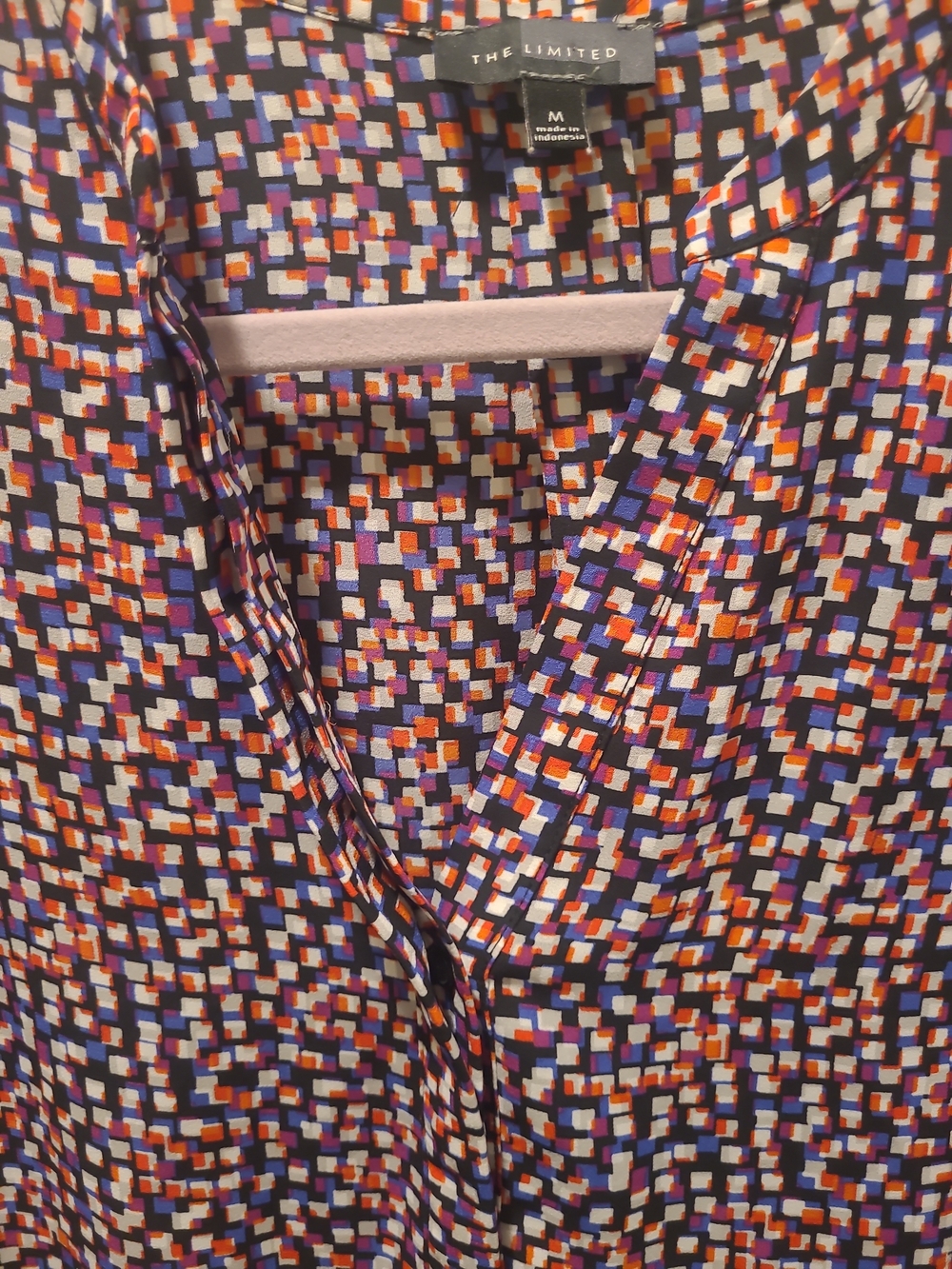 The Limited Blouse Womens M Multicolor Button Front Long Sleeve Geometric Top - Picture 5 of 14